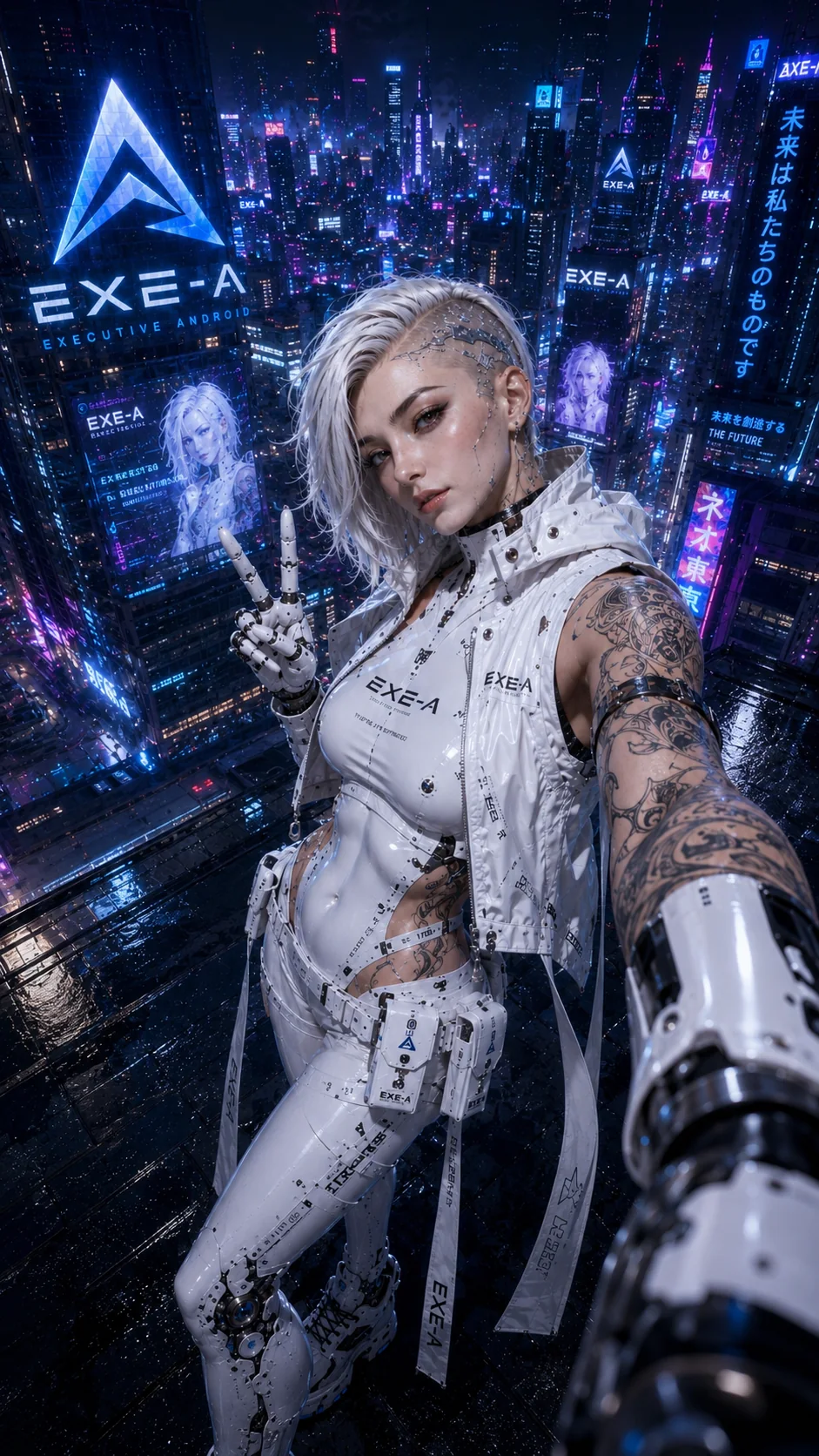 NOTIF-A rogue cyberpunk android mascot full photo